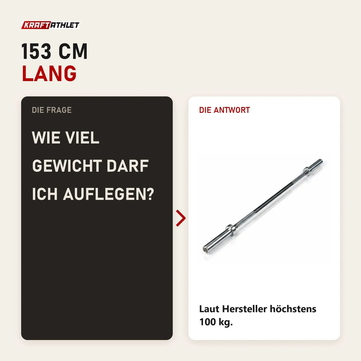 Frage und Antwort zu Younix Straight Bar 150 Olympia-Kurzstange: Wie viel Gewicht darf ich auflegen?