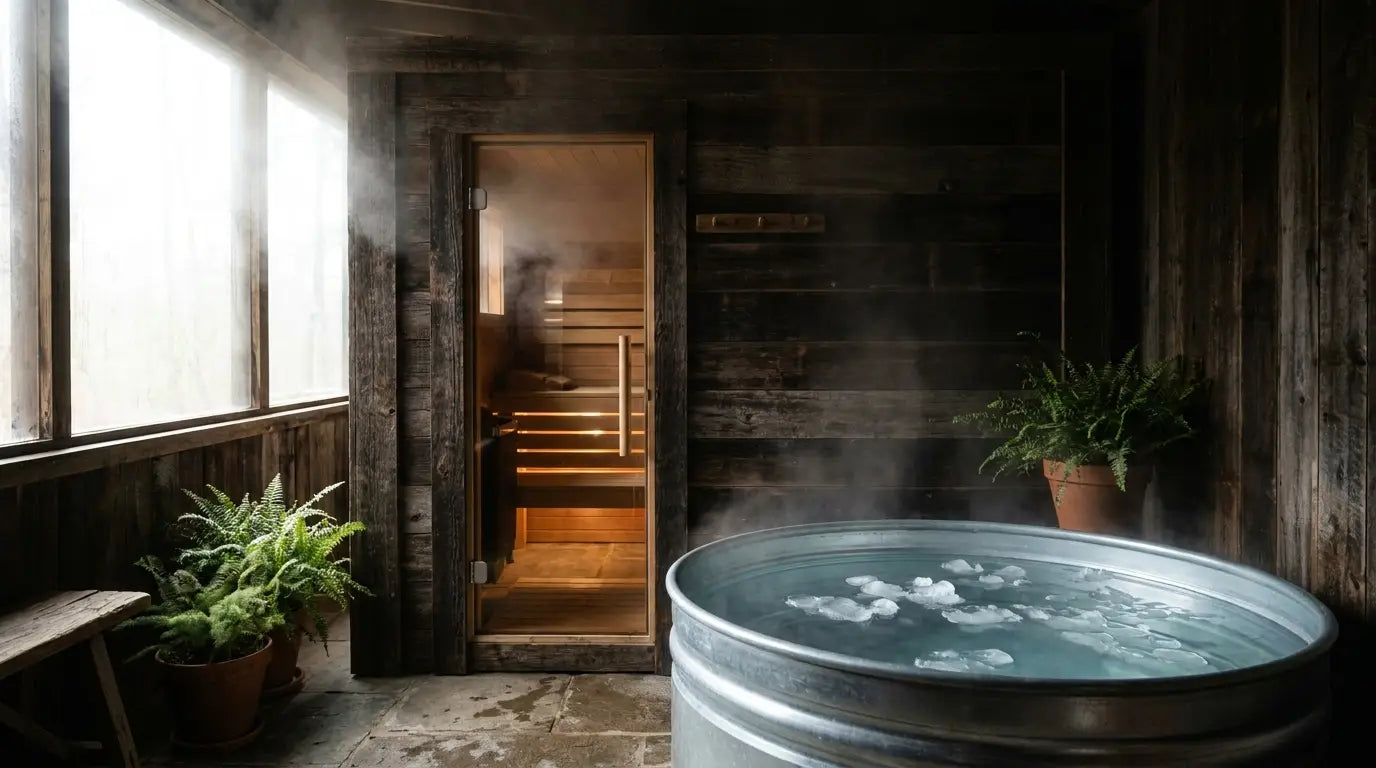 Recovery-Bereich mit Sauna und Eisbad für die Wechseltherapie