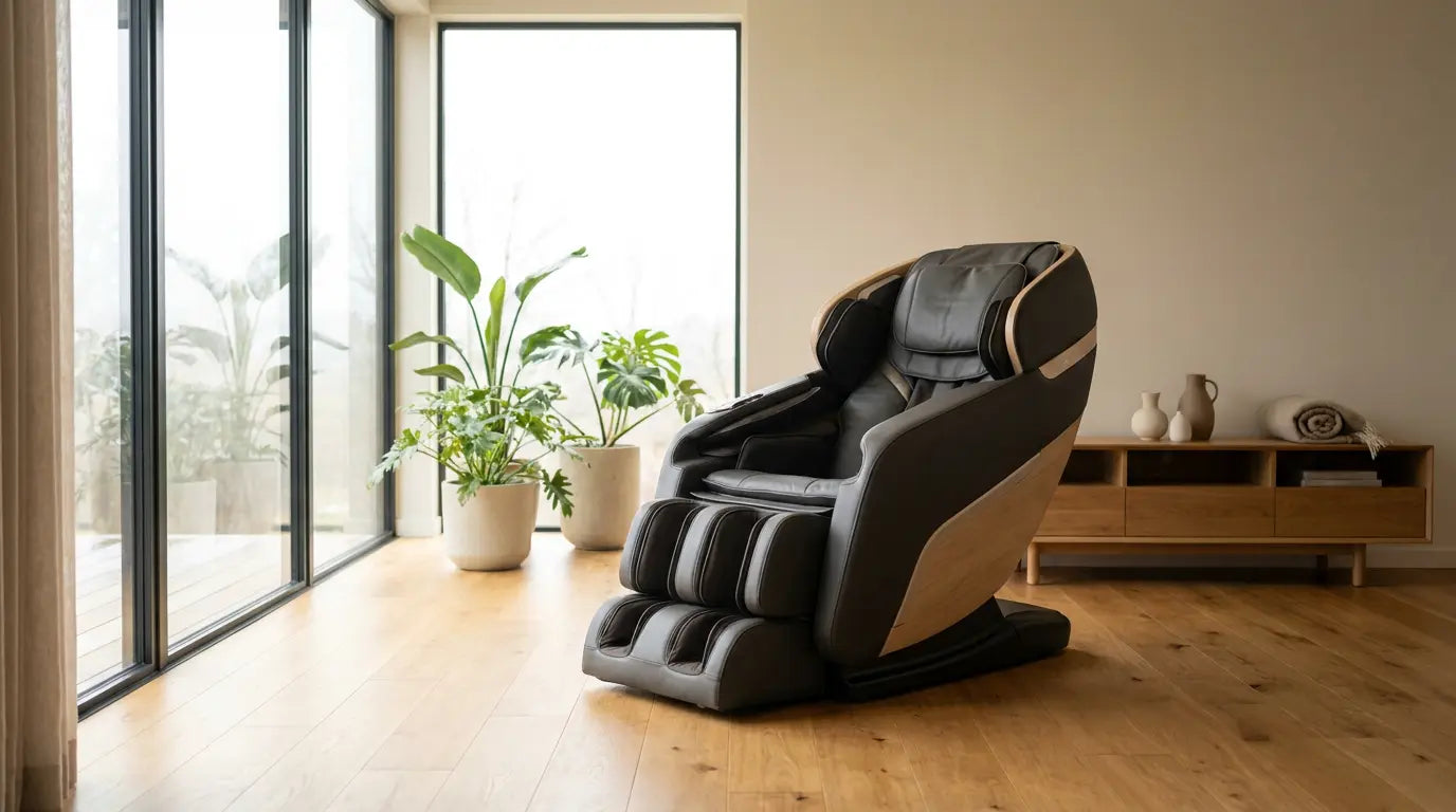 Premium Zero-Gravity-Massagesessel in einem hellen, modernen Wohnraum