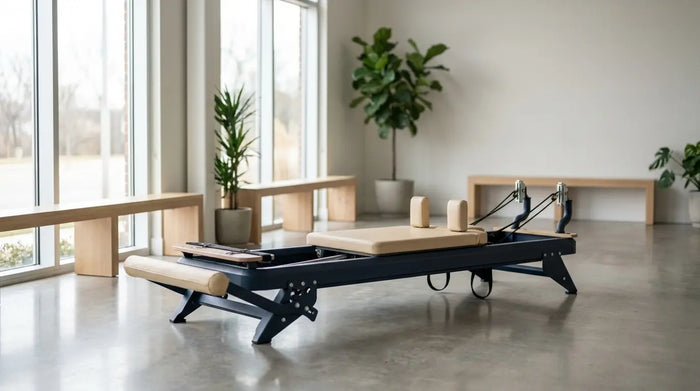 Hegren TALMA 62 Pilates Reformer mit Stahlrahmen im modernen Studio