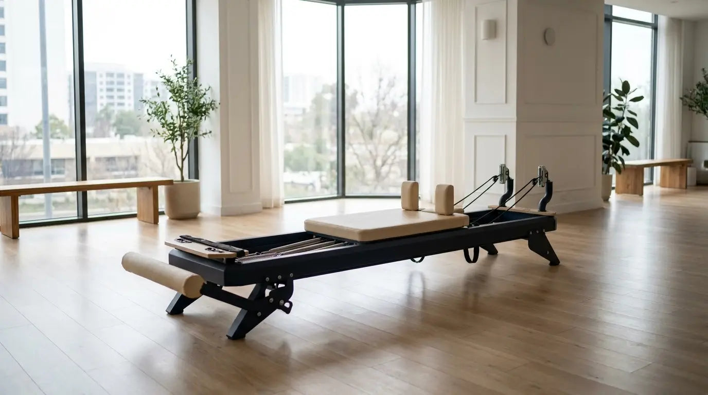 Hegren TALMA 62 Studio-Reformer aufgebaut in einem hellen Pilates-Studio