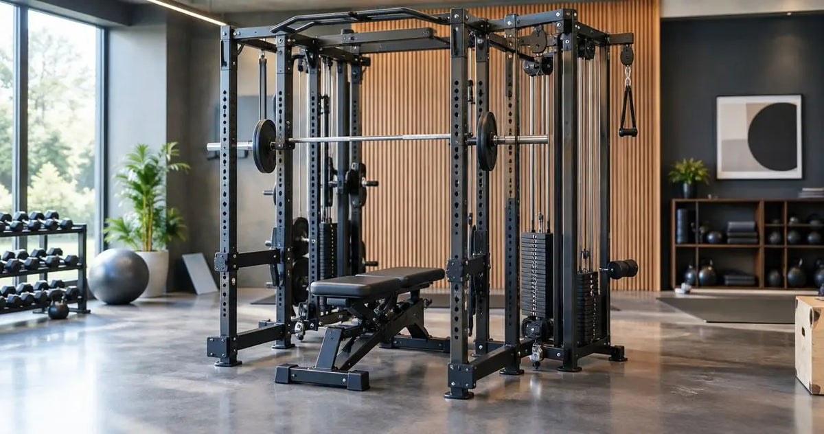Rack, Smith Machine und Kabelzug als Hybridstation planen