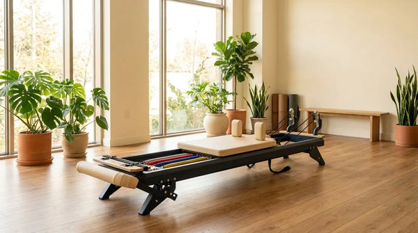 Hegren TALMA 62 Reformer mit Federsystem in einem hellen Pilates-Studio