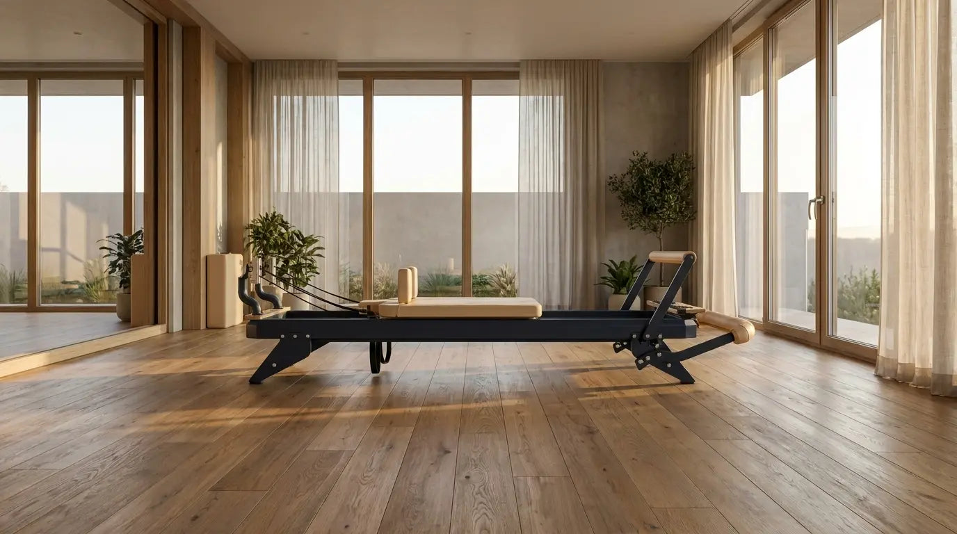 Hegren TALMA 62 Reformer aus Stahl in einem hellen, modernen Pilates-Studio