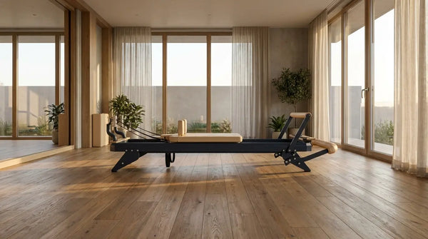 Hegren TALMA 62 Reformer aus Stahl in einem hellen, modernen Pilates-Studio