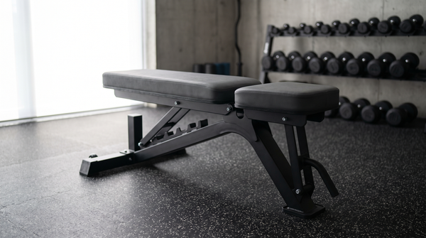 Verstellbare FID-Hantelbank mit schwarzem Stahlrahmen im modernen Home-Gym