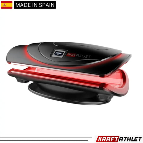 "ProReset AuraLight full body red light therapy bed with LCD touch controls and high-performance LEDs."​
