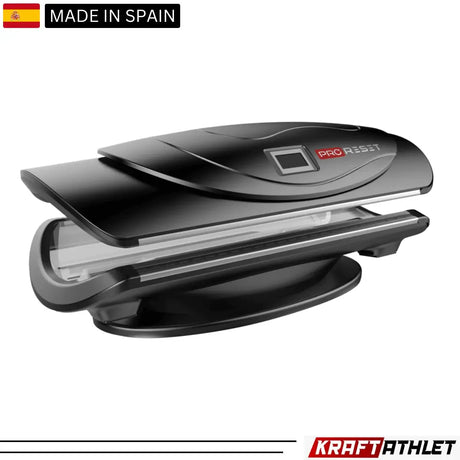 "ProReset AuraLight full body red light therapy bed with LCD touch controls and high-performance LEDs."​
