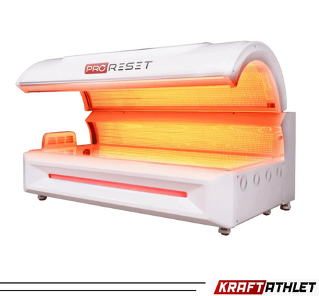 "ProReset NovaLight full body red light therapy bed with LCD touch controls and high-performance LEDs."​

