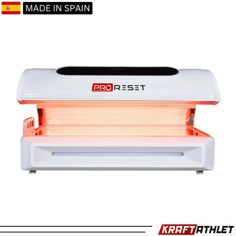 "ProReset NovaLight full body red light therapy bed with LCD touch controls and high-performance LEDs."​


