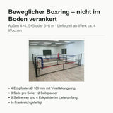 Beweglicher Boxring – Technische Daten: Außenmaße 4×4 bis 6×6 m, nicht im Boden verankert