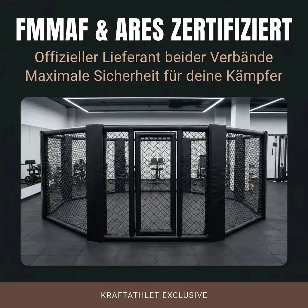 Bodenmontierter MMA-Käfig Oktagon – Ø 4–8 m  Gepolsterte Ecken Individualisierbar  Hergestellt in Frankreich Sportcom