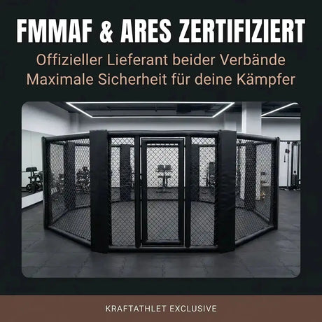 Bodenmontierter MMA-Käfig Oktagon – Ø 4–8 m  Gepolsterte Ecken Individualisierbar  Hergestellt in Frankreich Sportcom