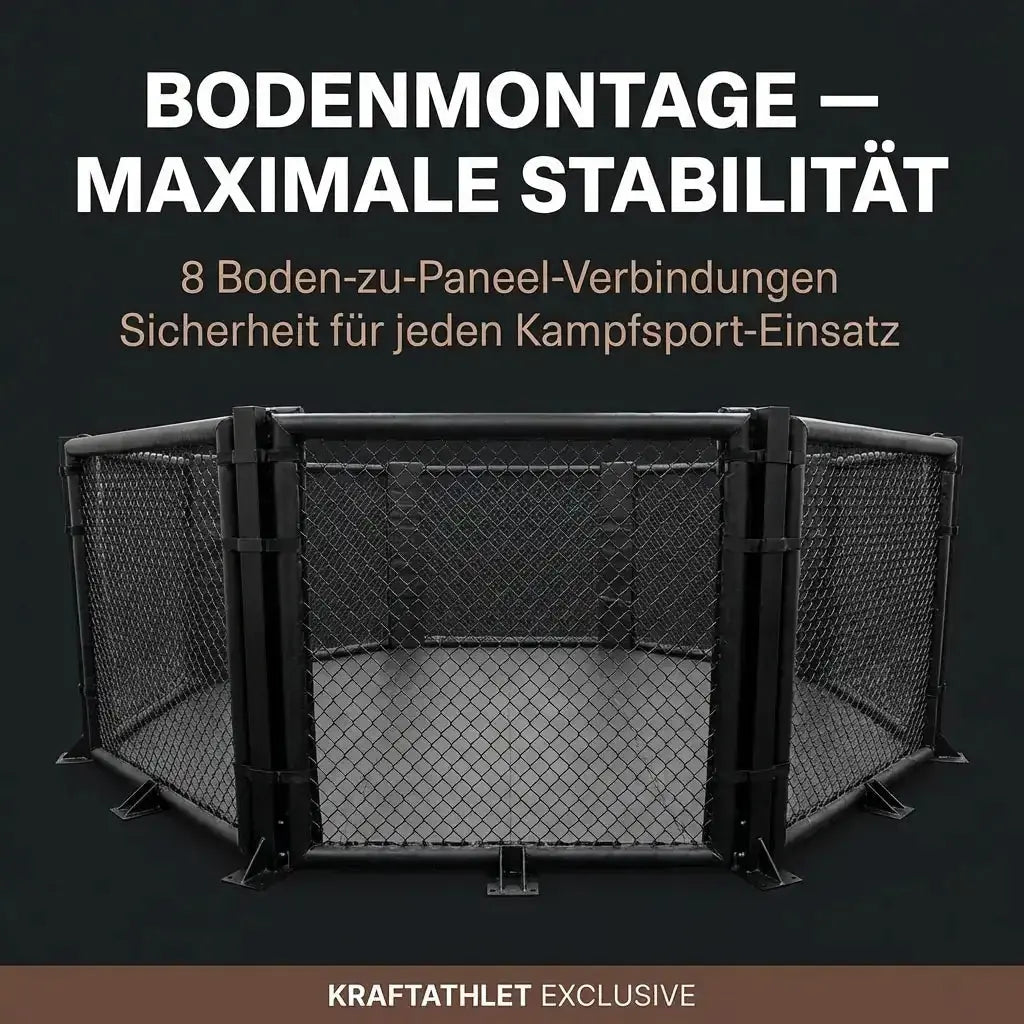 Bodenmontierter MMA-Käfig Oktagon – Ø 4–8 m  Gepolsterte Ecken Individualisierbar  Hergestellt in Frankreich Sportcom