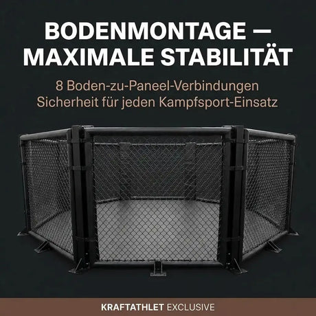 Bodenmontierter MMA-Käfig Oktagon – Ø 4–8 m  Gepolsterte Ecken Individualisierbar  Hergestellt in Frankreich Sportcom