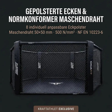 Bodenmontierter MMA-Käfig Oktagon – Ø 4–8 m  Gepolsterte Ecken Individualisierbar  Hergestellt in Frankreich Sportcom