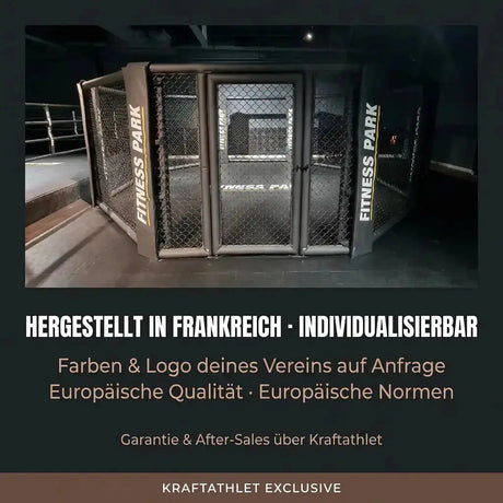 Bodenmontierter MMA-Käfig Oktagon – Ø 4–8 m  Gepolsterte Ecken Individualisierbar  Hergestellt in Frankreich Sportcom