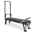 Elina Pilates HL4 Reformer mit Tower aus eloxiertem Aluminium, Schrägansicht
