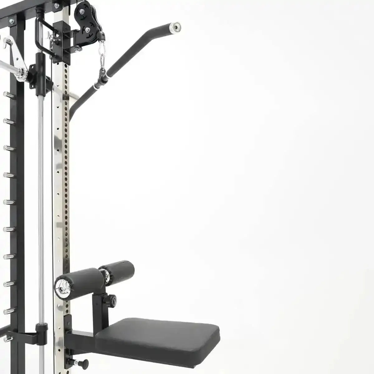 Force USA Lateral Row Seat attached to an all-in-one rowing trainer.
