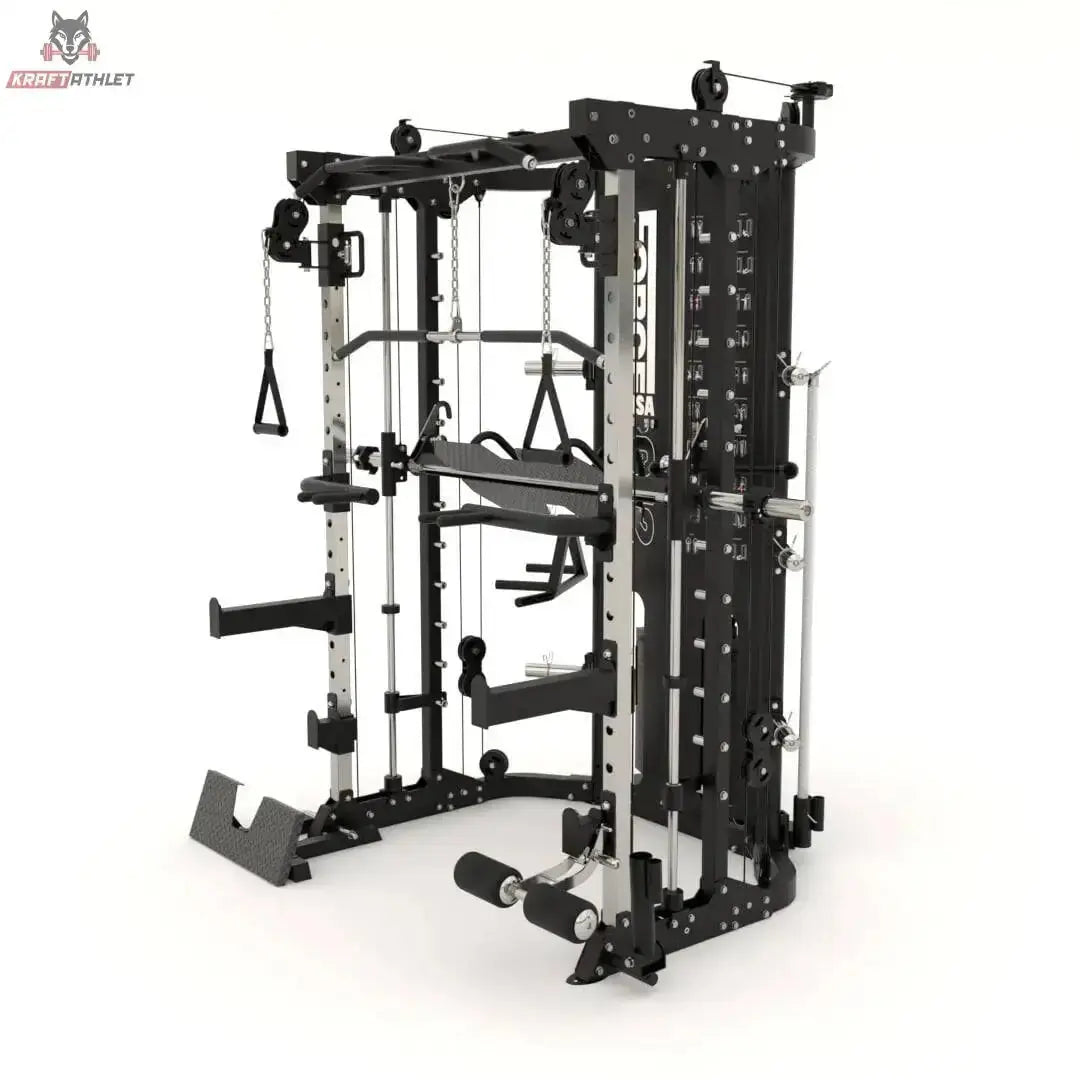 G12™ Compact All-In-One Trainer - Double Pulley (90.5 kg), Smith Machine, Multifunktionstrainer, Rack und Beinpresse - Kompakte Version Force USA