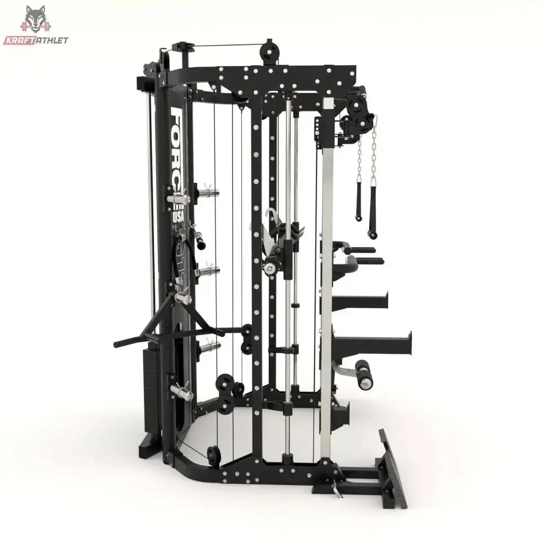 G12™ Compact All-In-One Trainer - Double Pulley (90.5 kg), Smith Machine, Multifunktionstrainer, Rack und Beinpresse - Kompakte Version Force USA