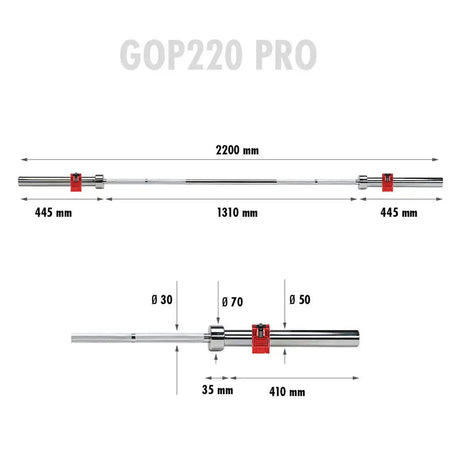 GOP220 PRO GERADE OLYMPIA-LANGHANTELSTANGE 20KG 2200MM HMS + ZG1000B VERSCHLÜSSE LOCK