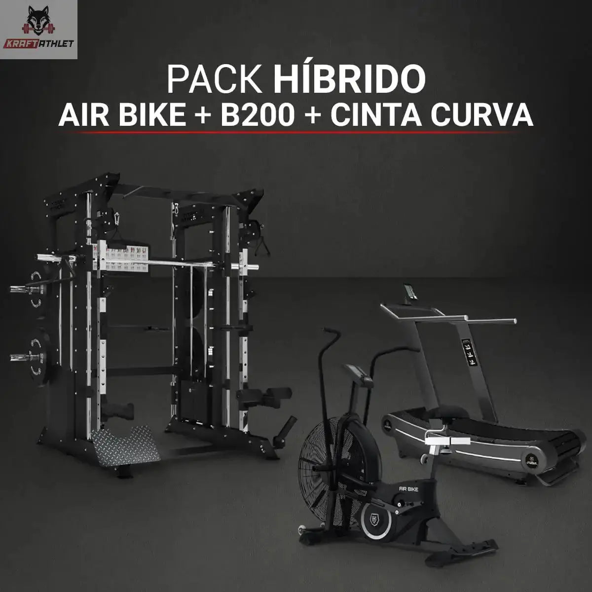 HYBRID-PAKET - AIR BIKE + B200 + CURVED LAUFBAND Titanium Strength