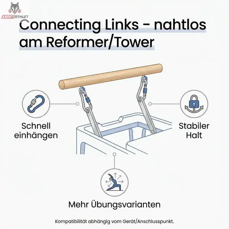 Hegren Pilates Stick 1.10m Connecting Links Studio Training Hegren Pilates Gym Equipment