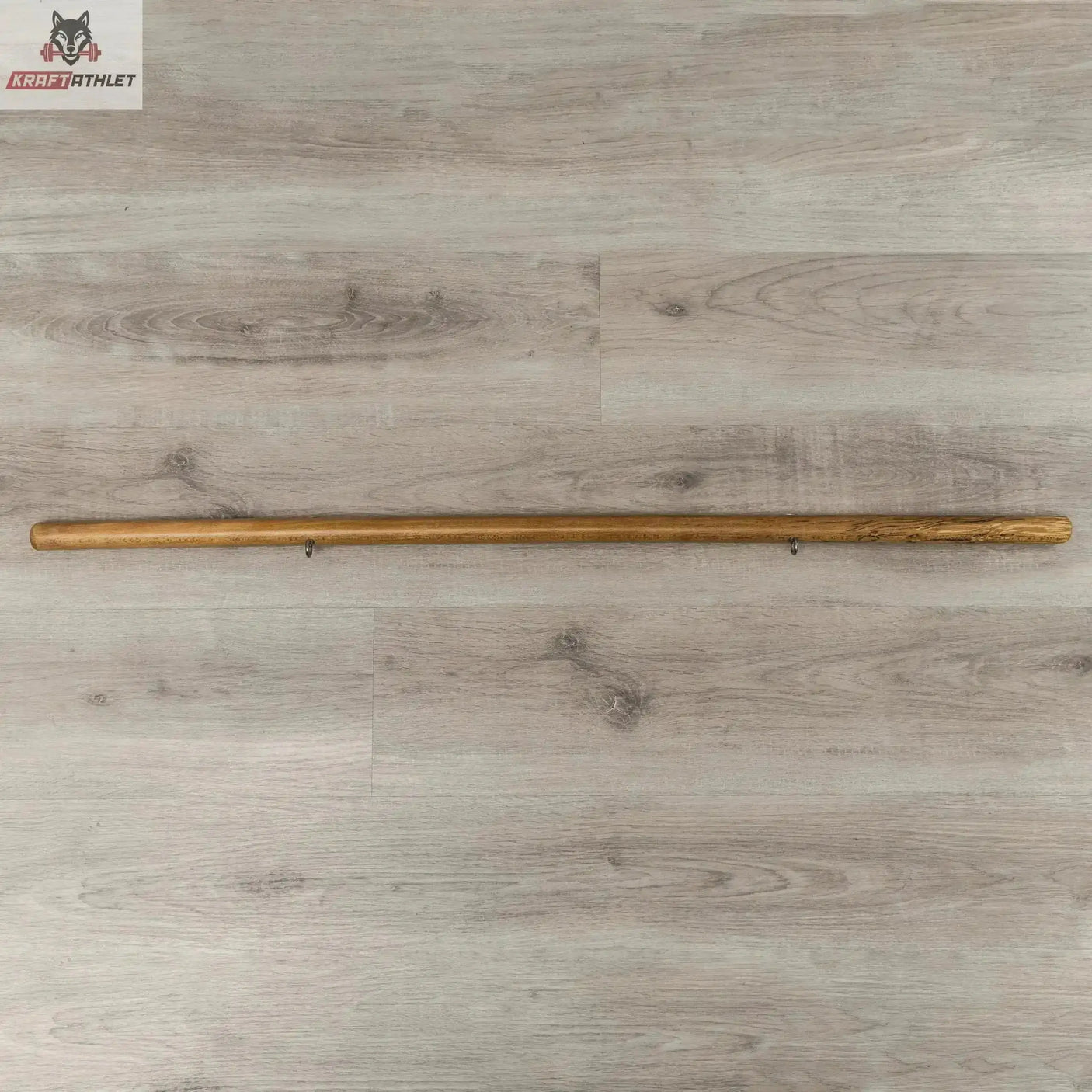 HEGREN Pilates Wooden Stick 1.10m with connecting links, crafted from polished solid oak, designed for balance and flexibility exercises.