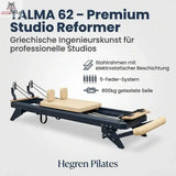 TALMA 62 Premium Studio Reformer with specifications on a white background