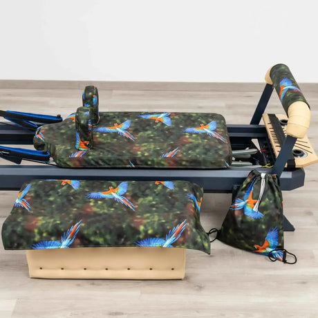 Set of six custom-fitted, non-slip, and washable covers for the Pilates Reformer TALMA 62, displayed in various colors.