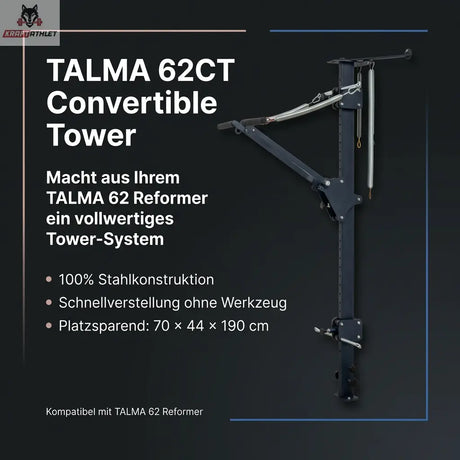 Hegren TALMA 62CT Convertible Tower – Reformer Add-On (für TALMA 62) Hegren Pilates Gym Equipment