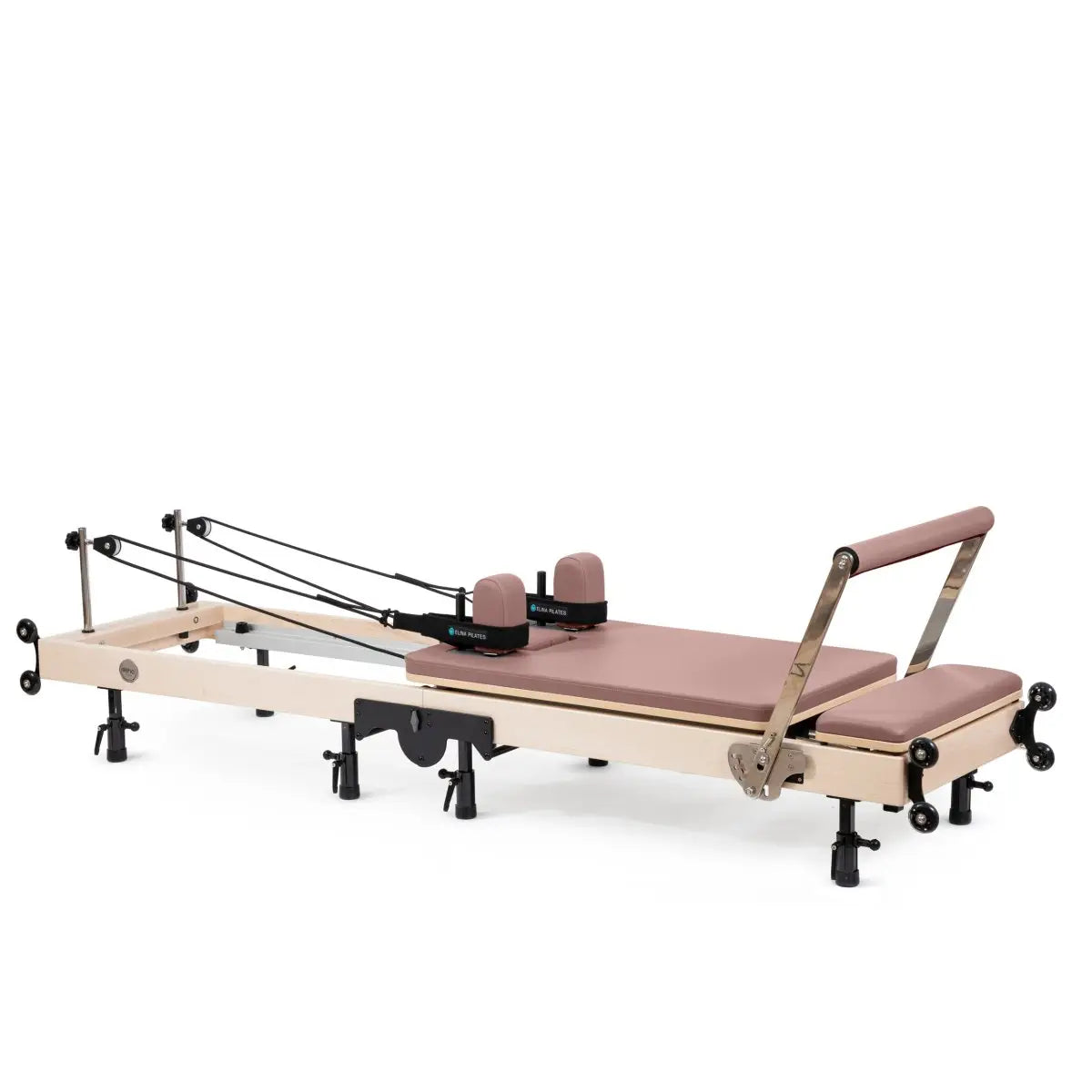 Klappbarer Pilates Reformer in Aged Rose, Seitenansicht