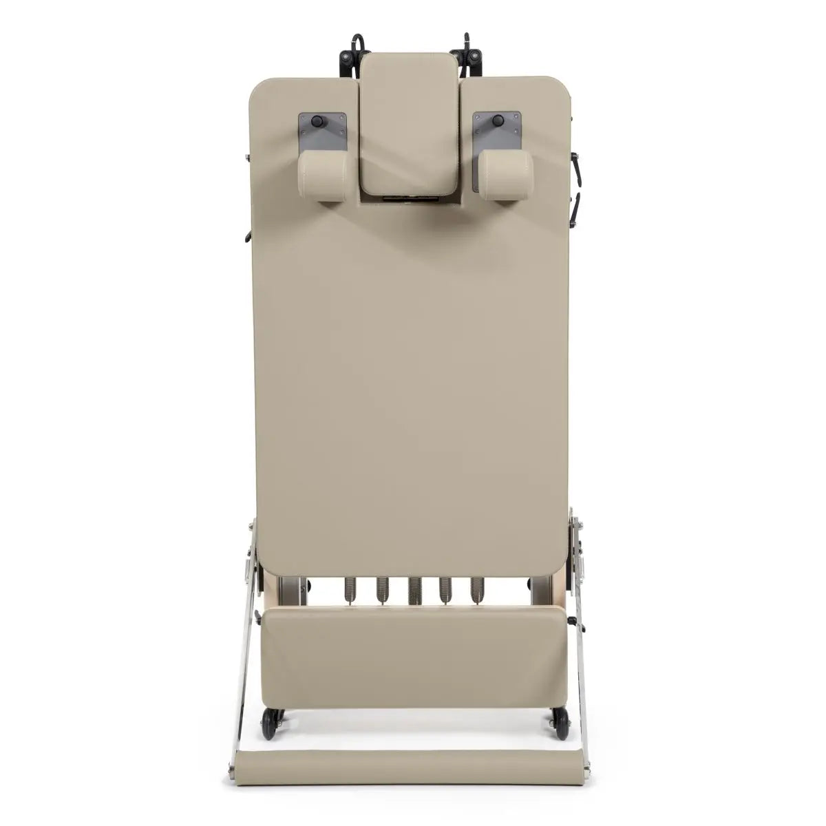 Klappbarer Pilates Reformer in Helle Mokka, Detailansicht