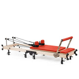 Klappbarer Pilates Reformer in Rot, Seitenansicht