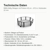 Technische Daten MMA-Käfig Oktagon mit Podium 40 cm: Ø 5 m, Holzboden 22 mm, Dämpfungsmatte 4 cm