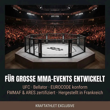 MMA-Käfig Oktagon mit Podium – Ø 4–8 m Profi-Event-Standard Individualisierbar Hergestellt in Frankreich Sportcom