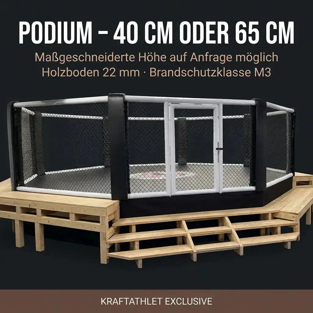 MMA-Käfig Oktagon mit Podium – Ø 4–8 m Profi-Event-Standard Individualisierbar Hergestellt in Frankreich Sportcom