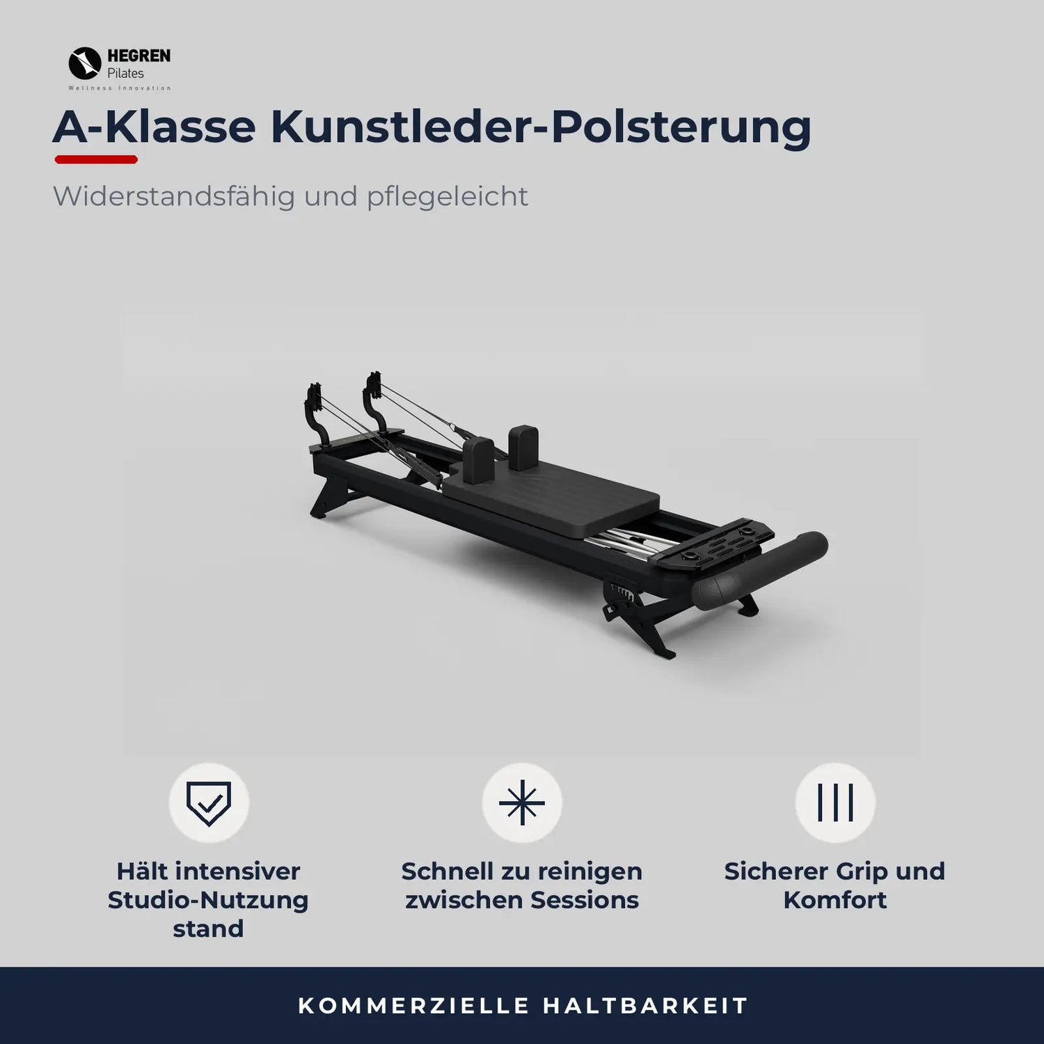 Hegren Talma 62 Reformer in Schwarz mit A-Klasse Kunstlederpolsterung für den gewerblichen Studiobetrieb