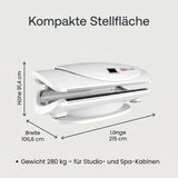 ProReset AuraLight Abmessungen – 215 × 106,6 × 91,4 cm, 280 kg Stellfläche