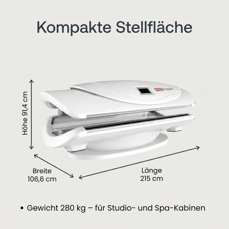 ProReset AuraLight Abmessungen – 215 × 106,6 × 91,4 cm, 280 kg Stellfläche