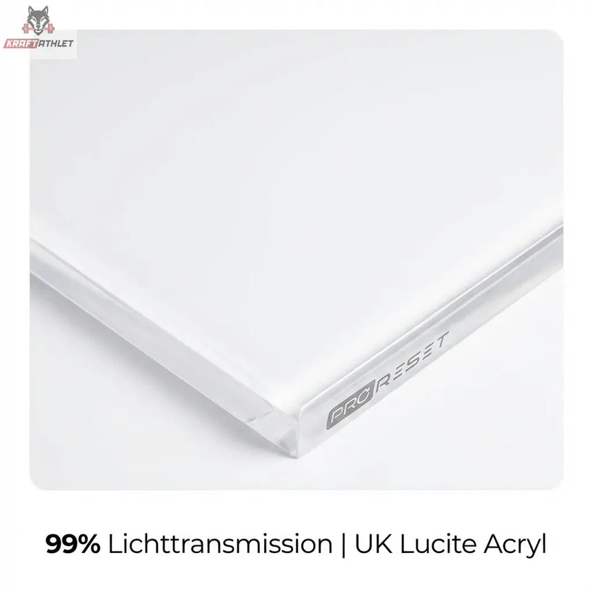 Clear acrylic sheet with 'PRO RESET' branding on a white background