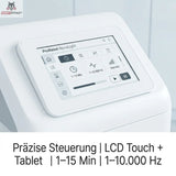 Control panel with digital display on a white background