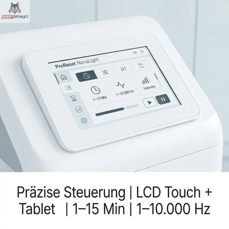 Control panel with digital display on a white background