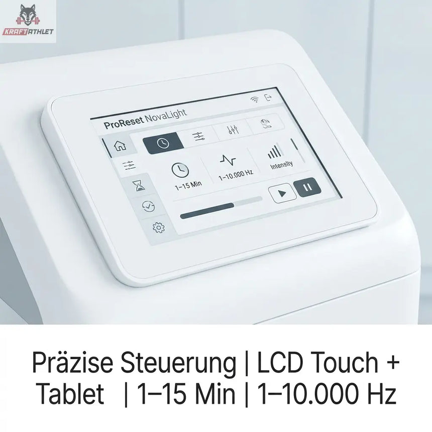 Control panel with digital display on a white background