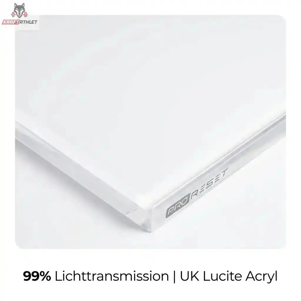 Clear acrylic sheet with 'PRO RESET' branding on a white background