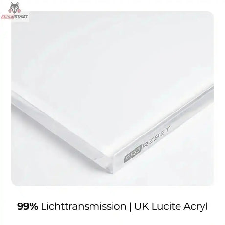 Clear acrylic sheet with 'PRO RESET' branding on a white background