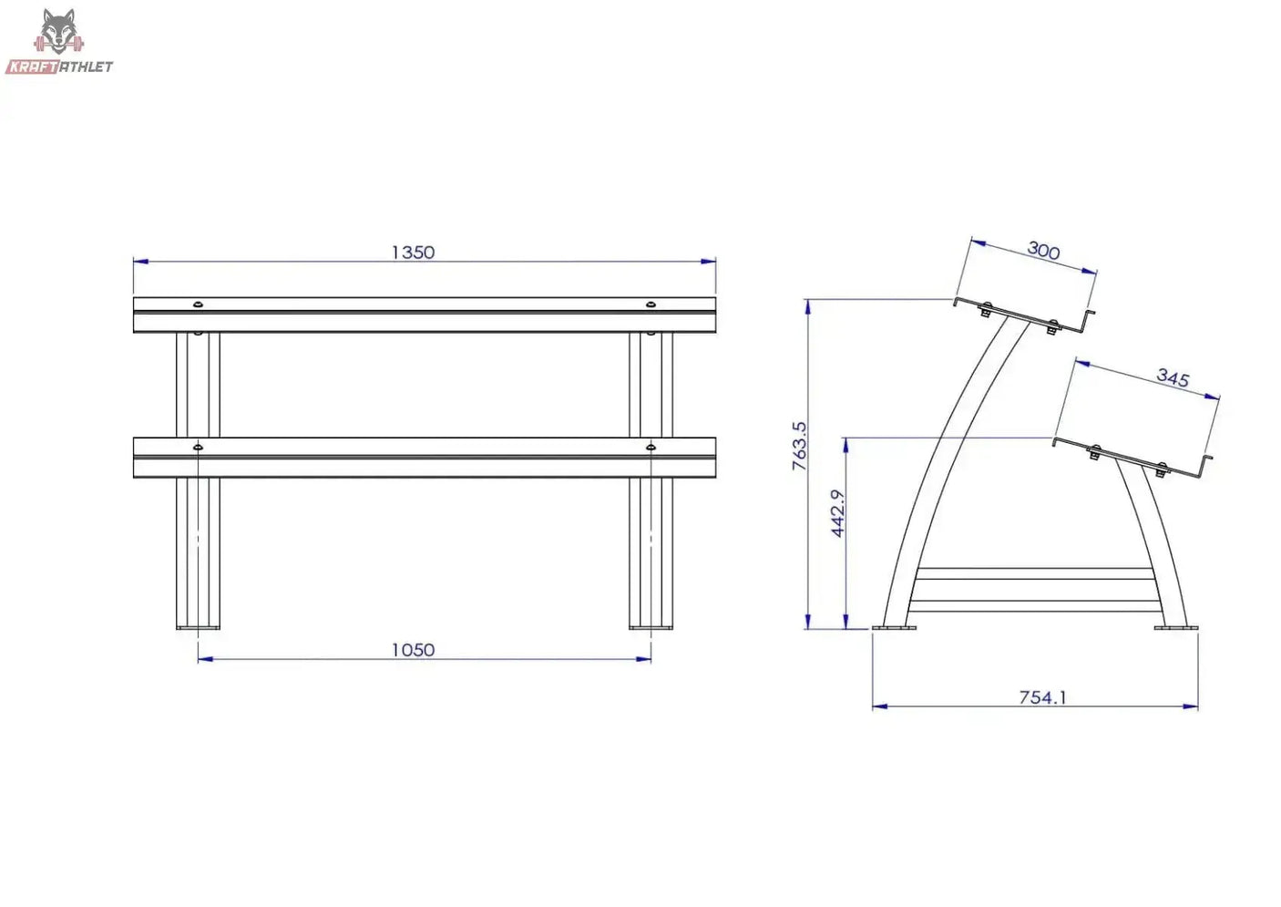 Rack mit 2 Höhen für Hexagonale Hanteln Titanium Strength