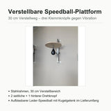 Technische Daten Speedball-Plattform: Verstellweg 30 cm, drei Klemmknöpfe, Konstruktion 40 kg