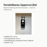 Technische Daten Uppercut-Ziel: Schlagfläche 60 × 40 cm, Führungsschienen 120 cm, Gewicht 15 kg